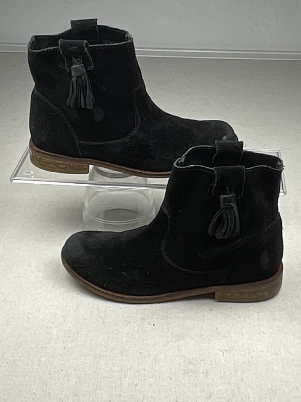 Zara Kids Black Suede Tassel Ankle Boots Western Booties Girls US 13/EU 31